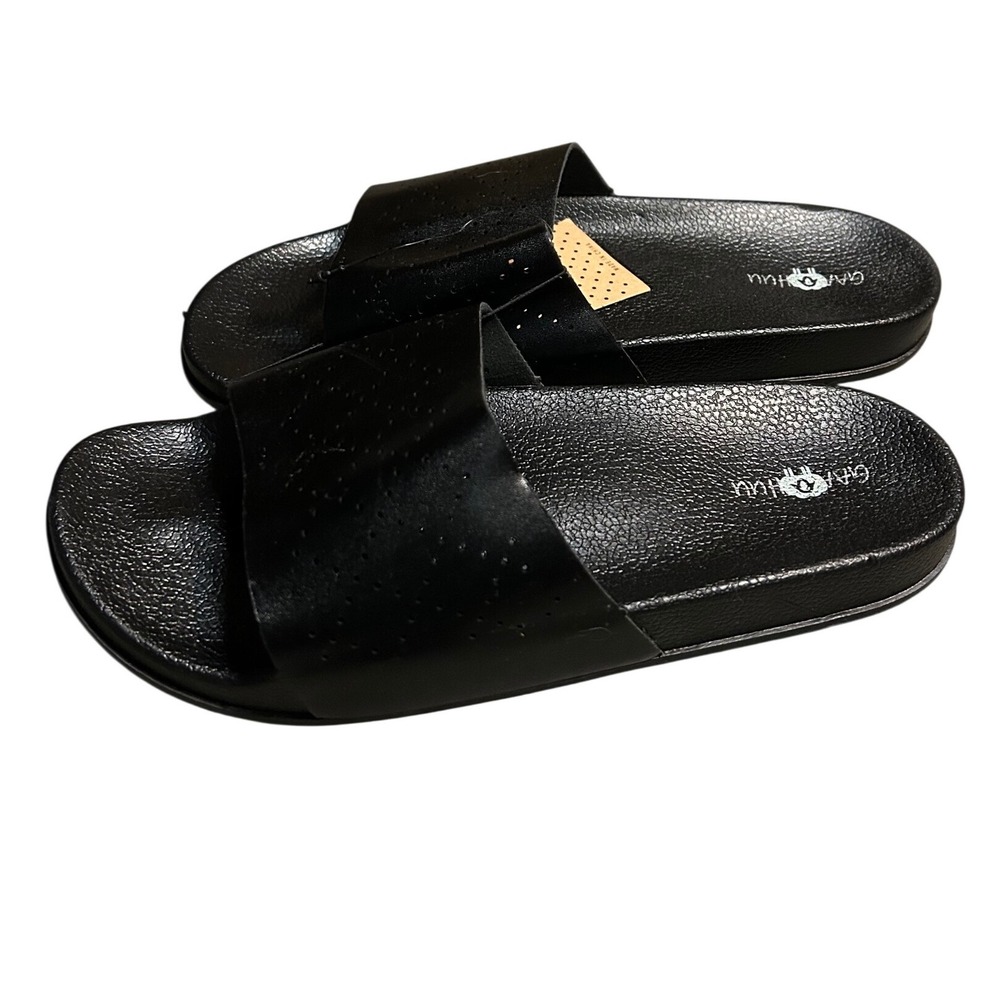 GAAHUU Black Slides Womens 10 EUR 41 Comfort Casual Sandals NWT